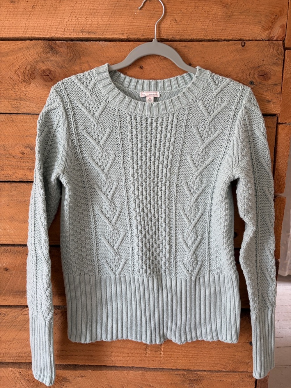 GAP Seafoam Cable Knit Crewneck Sweater